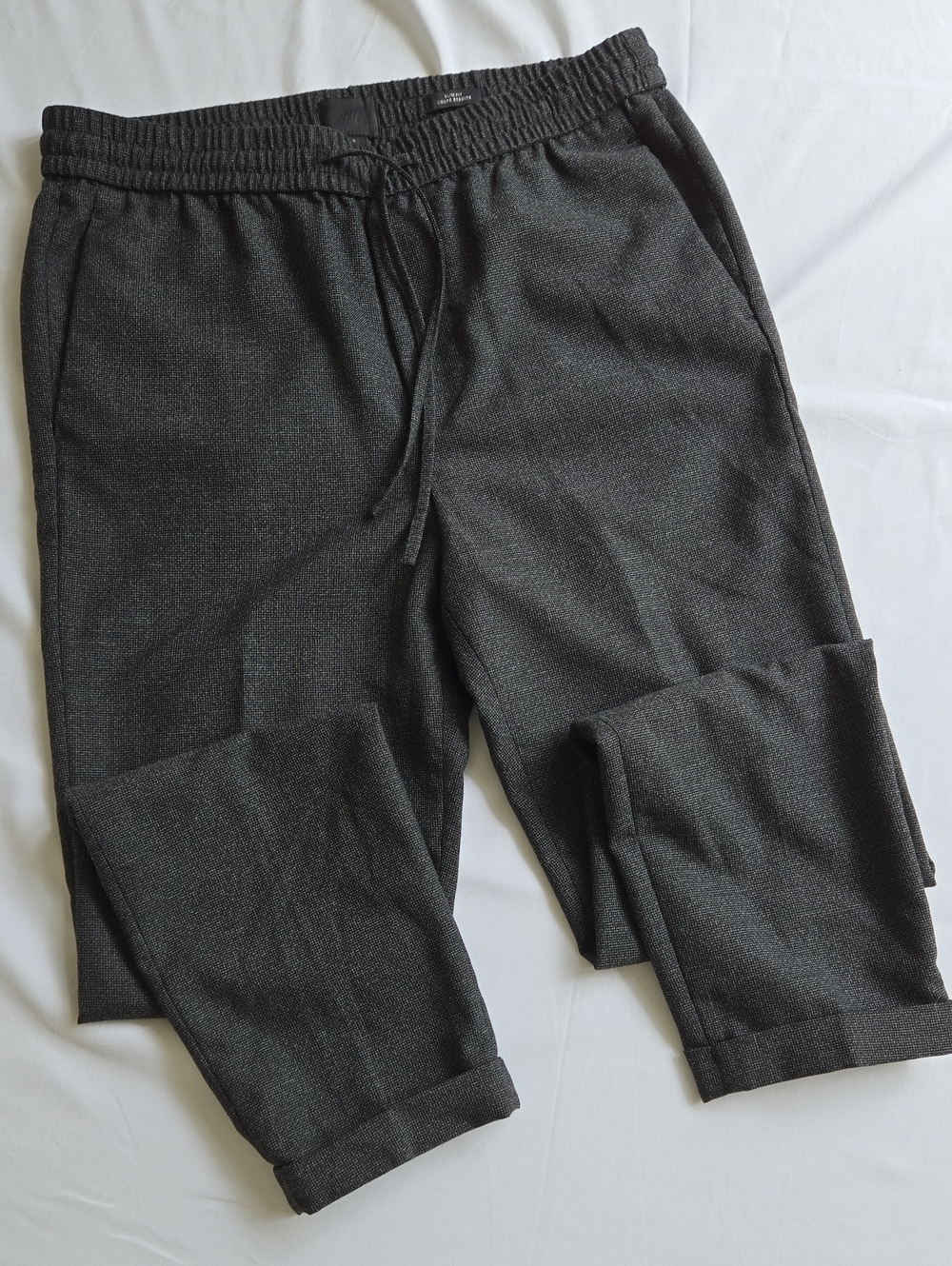H&M Men's Charcoal Drawstring Dress Pants